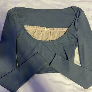 Blue long sleeve with bow